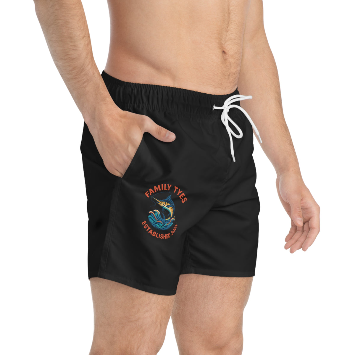 Blue marlin Family Tyes Fish Swim Trunks - ESTD 2025, Perfect for Summer Fun!