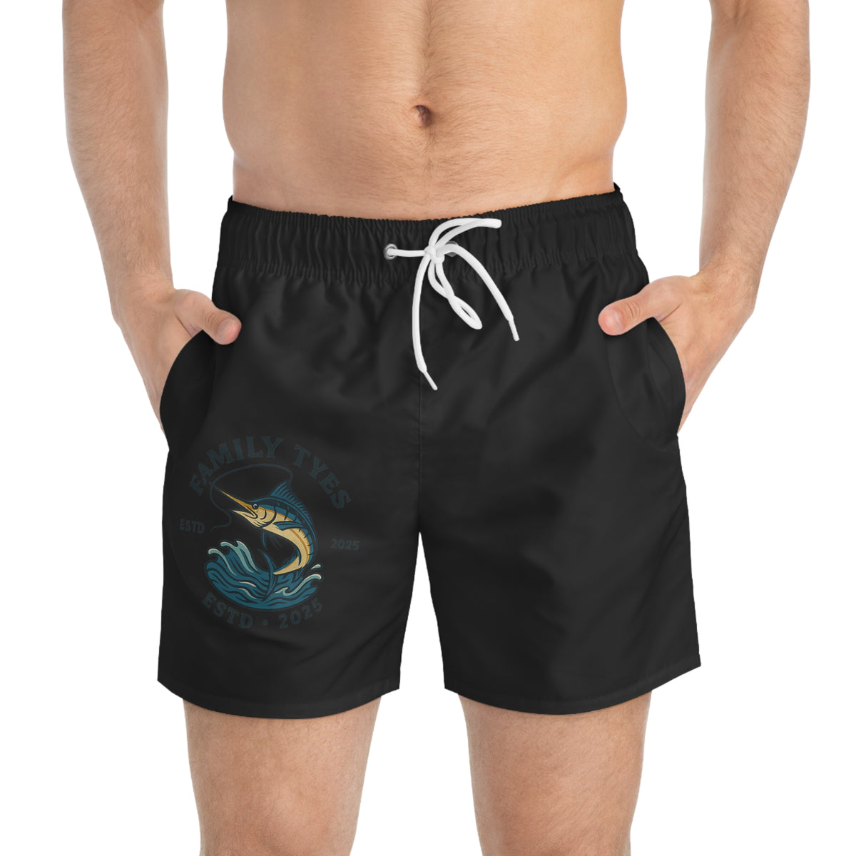 Family Tyes Fish Swim Trunks - ESTD 2025, Perfect for Summer Fun!