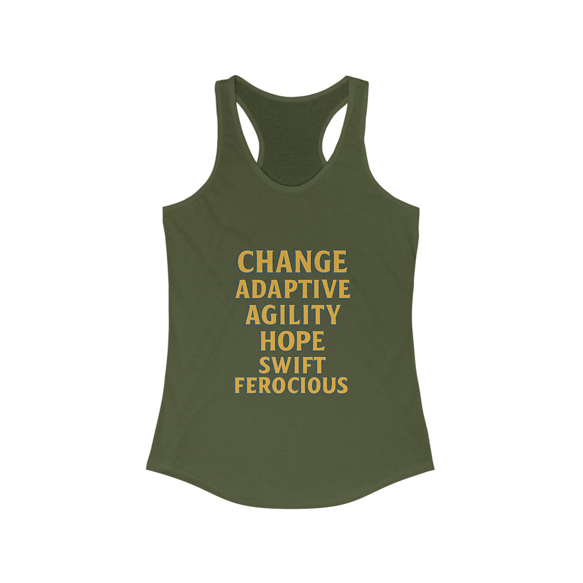 Empowering Women's Racerback Tank - Change, Hope, Agility, Swift, Ferocious