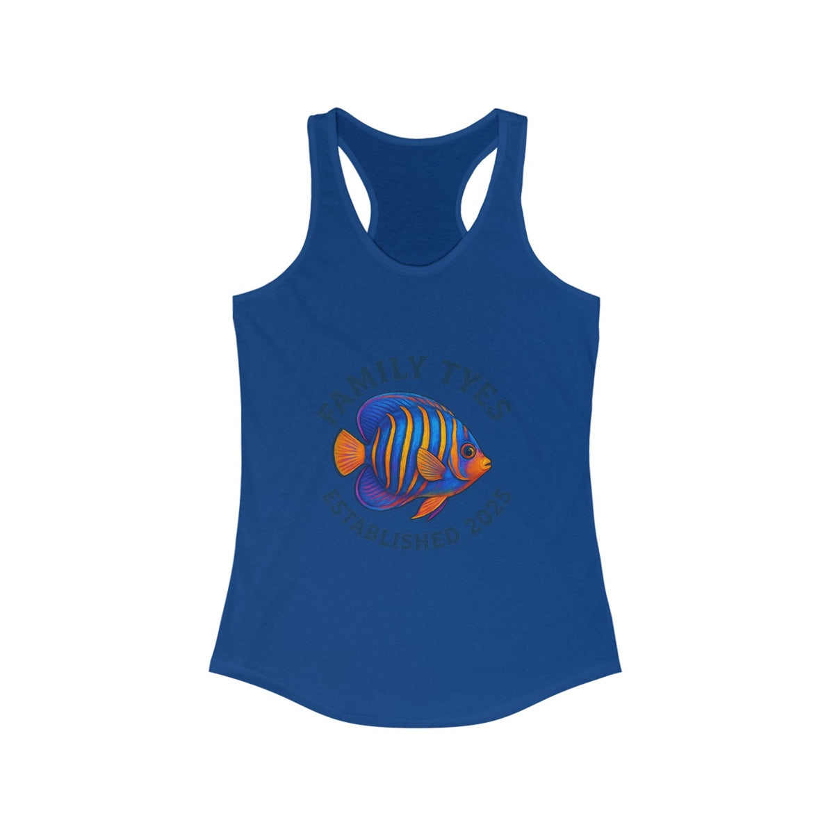 Family Tyes Racerback Tank - Angel Fish Established 2025 | Women's Summer Top