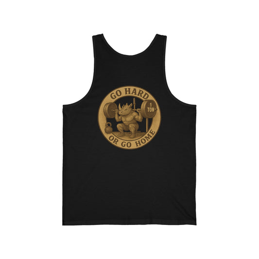 Funny Fitness Unisex Jersey Tank - 'Go Hard or Go Home' Gym Workout Apparel