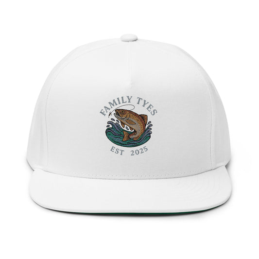 Trout Fishing Embroidered Family Tyes Flat Bill Cap