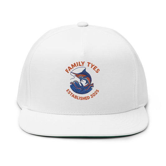 Marlin Embroidered Family Tyes Flat Bill Cap