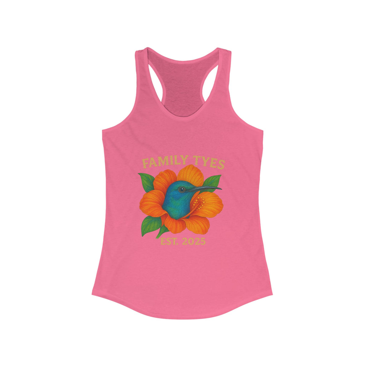 Floral Family Tyes Racerback Tank, Summer Top, Family Reunion Shirt, Gift for Mom, Casual Wear, EST 2025 Apparel