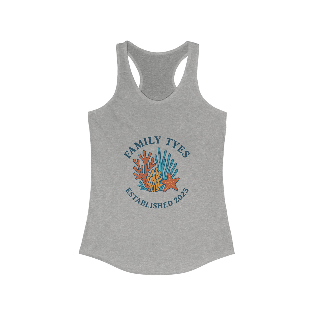 Custom Coral and Starfish Racerback Tank - Family Tyes Established 2025