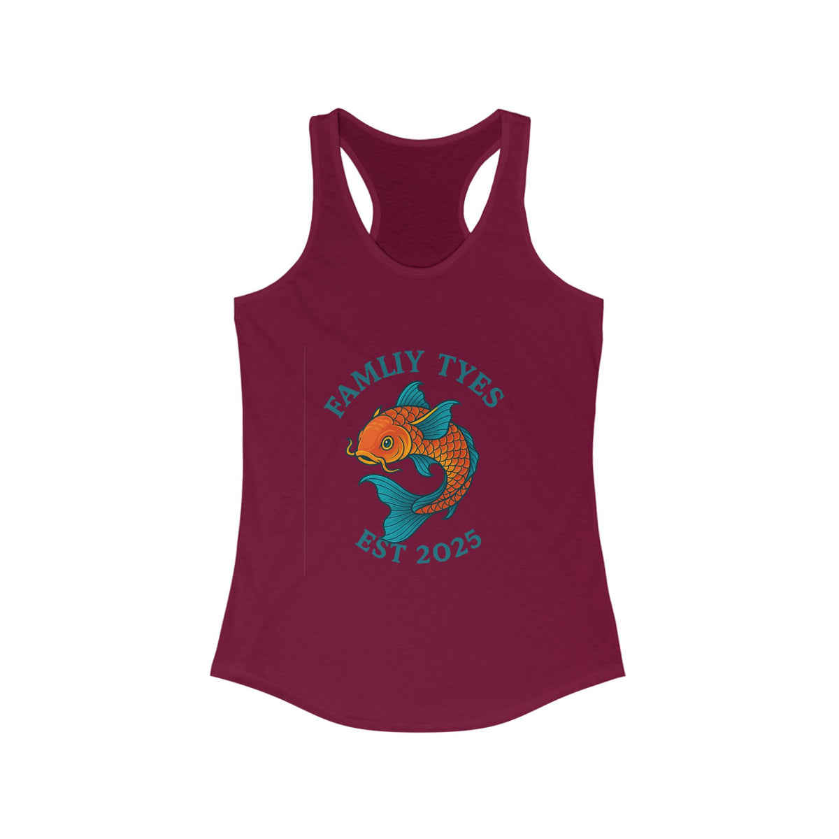 Koi fish Family Tyes Established 2025 Racerback Tank Top - Perfect for Summer Celebrations