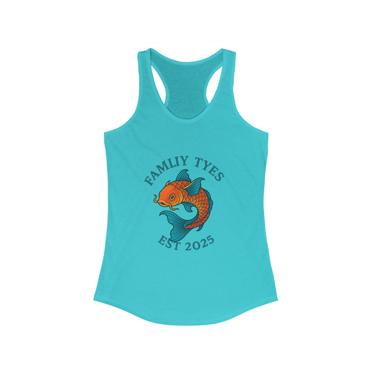 Koi fish Family Tyes Established 2025 Racerback Tank Top - Perfect for Summer Celebrations
