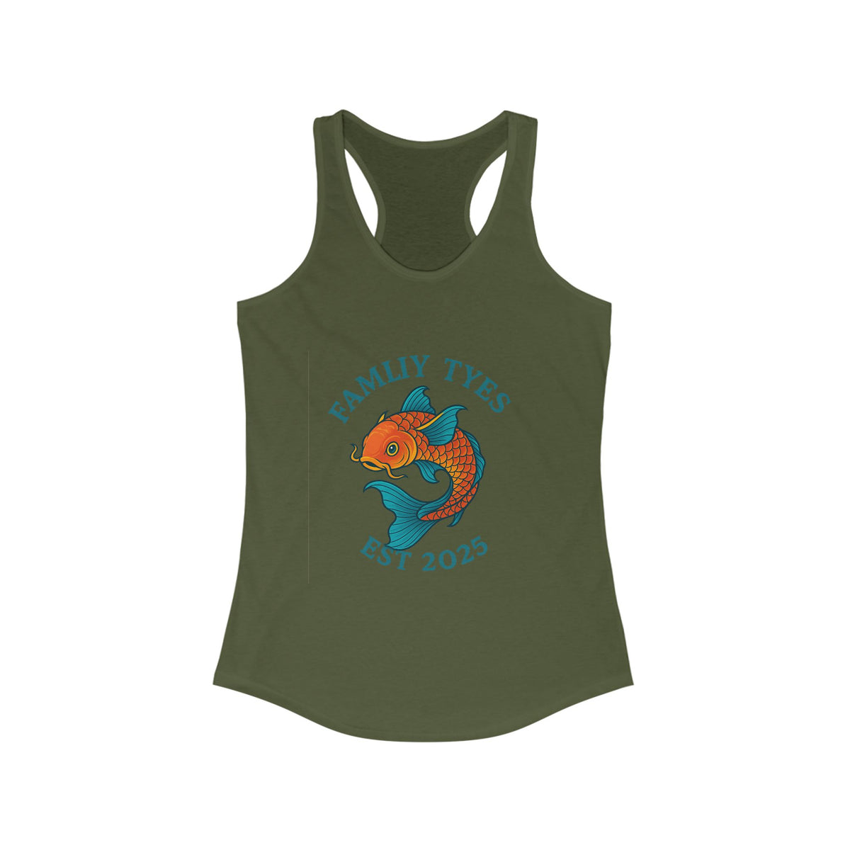 Koi fish Family Tyes Established 2025 Racerback Tank Top - Perfect for Summer Celebrations