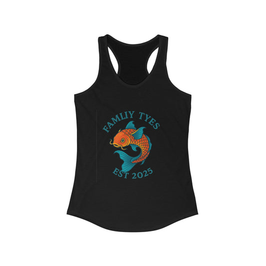 Koi fish Family Tyes Established 2025 Racerback Tank Top - Perfect for Summer Celebrations