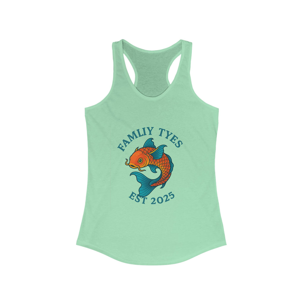 Koi fish Family Tyes Established 2025 Racerback Tank Top - Perfect for Summer Celebrations