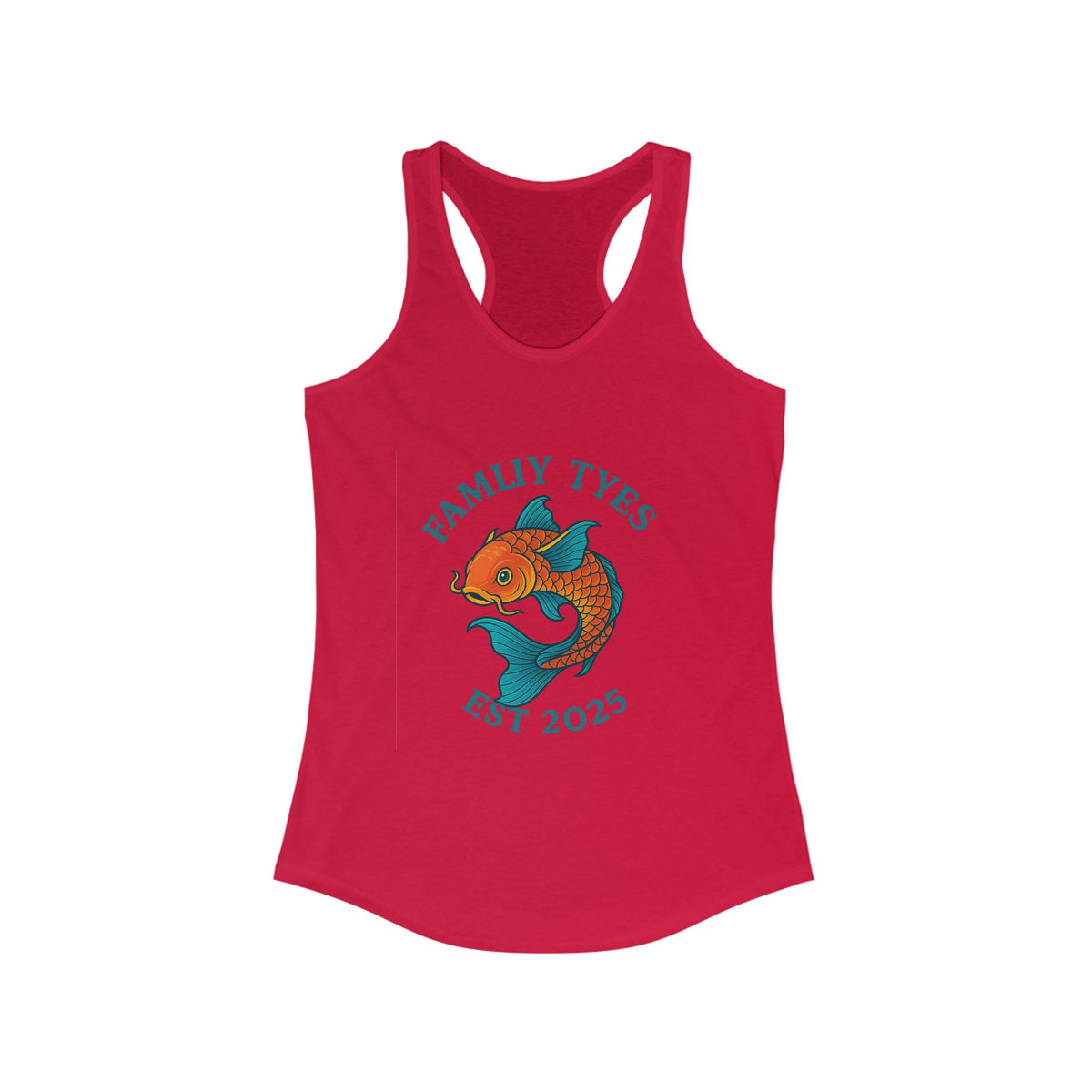 Koi fish Family Tyes Established 2025 Racerback Tank Top - Perfect for Summer Celebrations