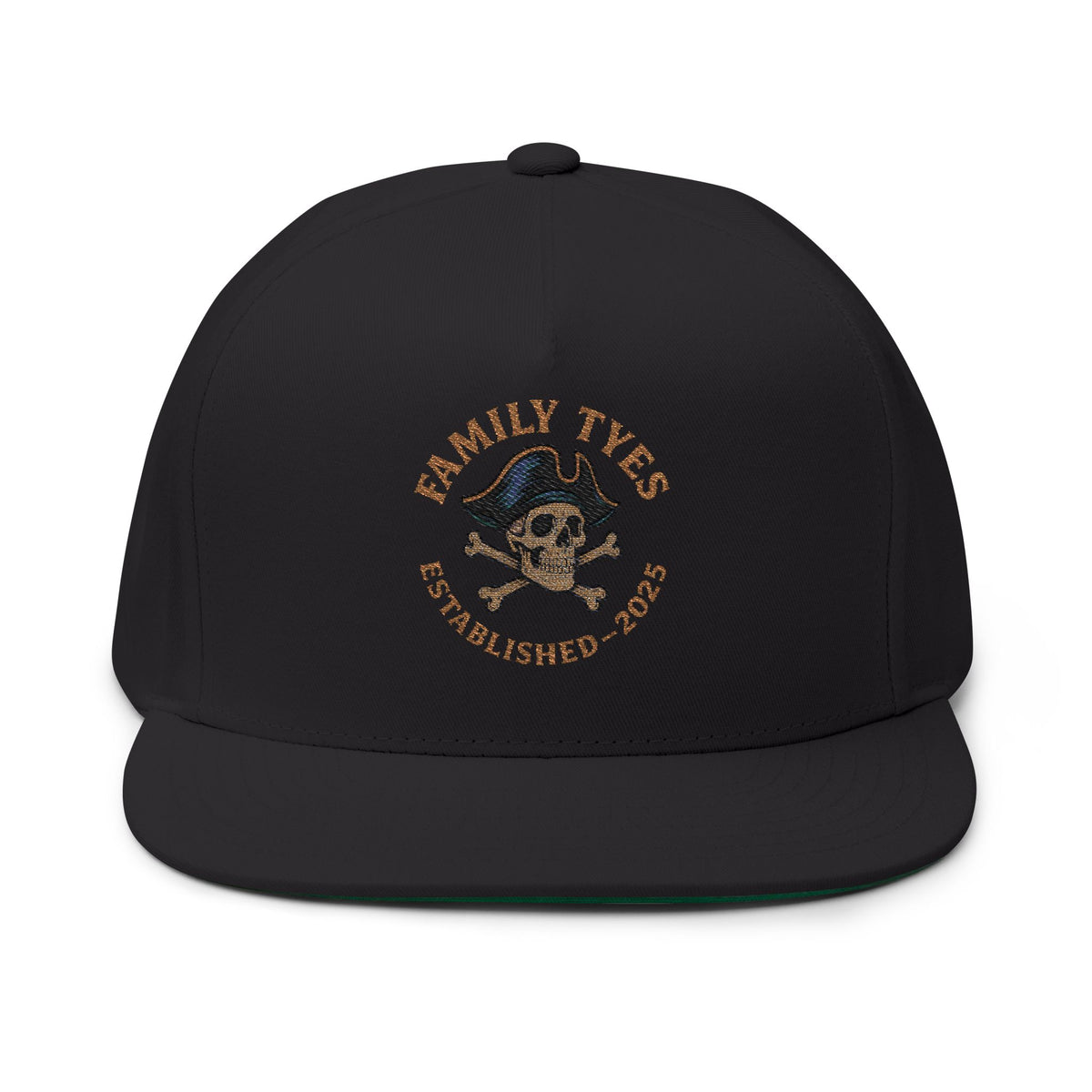 Pirate Embroidered Family Tyes Flat Bill Cap