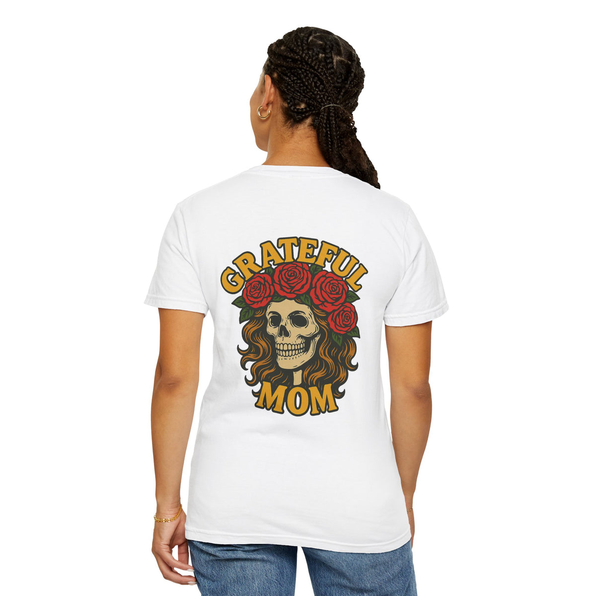 Zychek wrestling Grateful Mom Floral T-Shirt | Unisex Gift for Mother's Day, Skull Art Tee, Bohemian Style, Vintage Vibes, Casual Wear