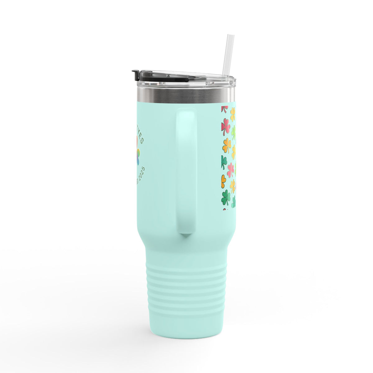 Personalized Insulated Travel Mug - Family Tyes with Shamrock Design - 40oz