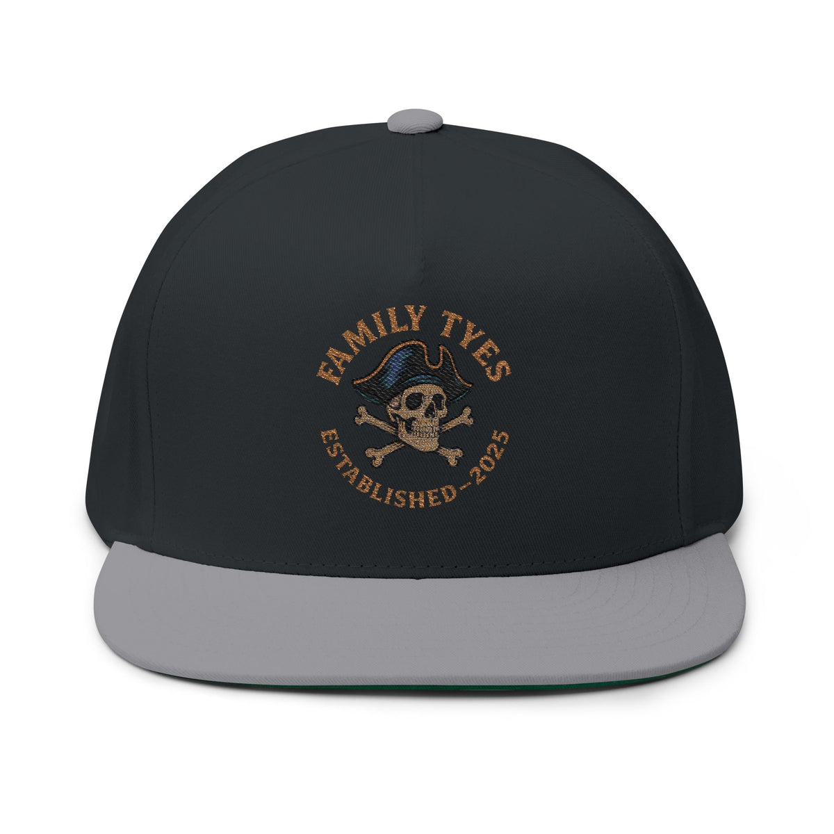 Pirate Embroidered Family Tyes Flat Bill Cap