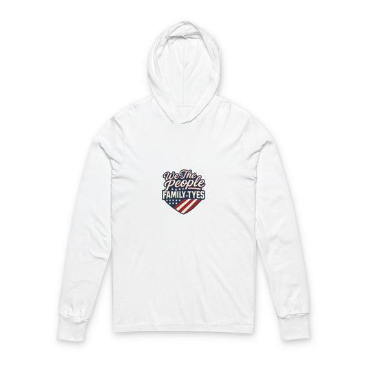 Patriotic Unisex Hooded Long Sleeve Tee - Family Ties & American Pride, Perfect for July 4th, Memorial Day, Casual Wear, Gifts
