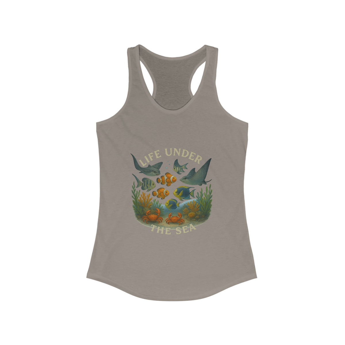 Life Under the Sea Women’s Racerback Tank Top – Ocean-Inspired Fitness Apparel
