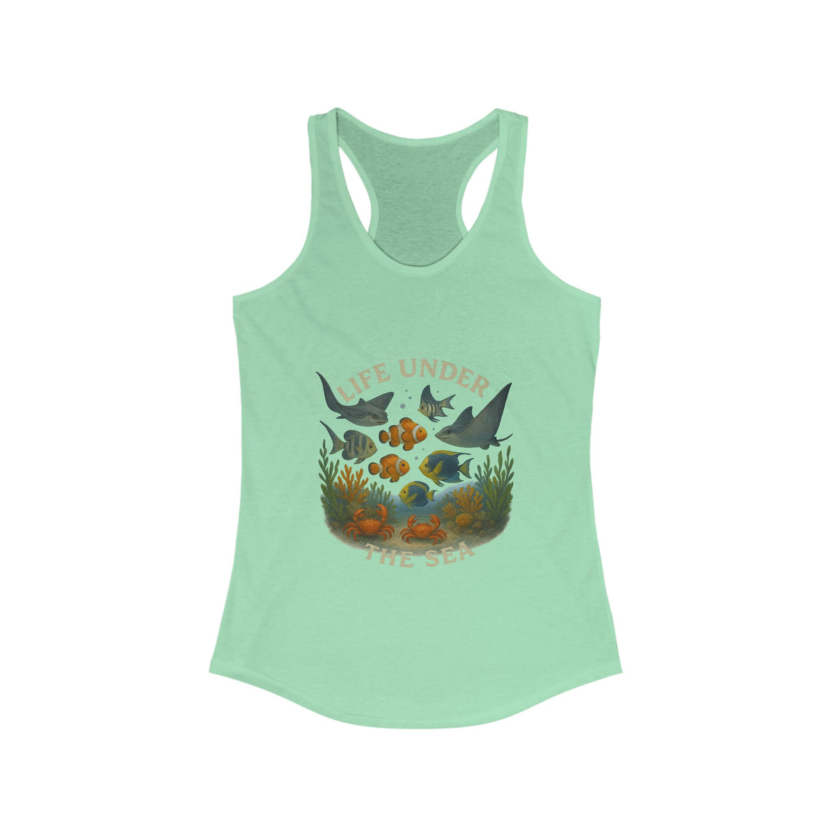 Life Under the Sea Women’s Racerback Tank Top – Ocean-Inspired Fitness Apparel