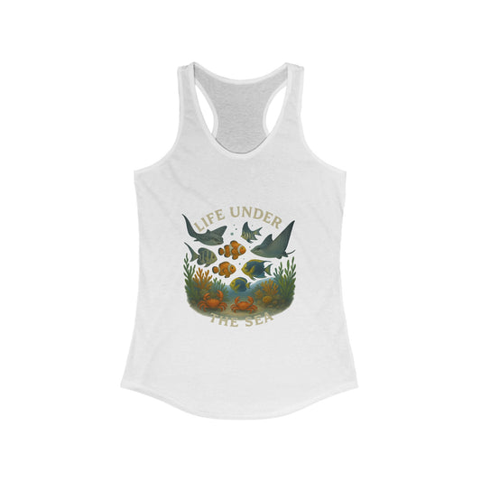 Life Under the Sea Women’s Racerback Tank Top – Ocean-Inspired Fitness Apparel