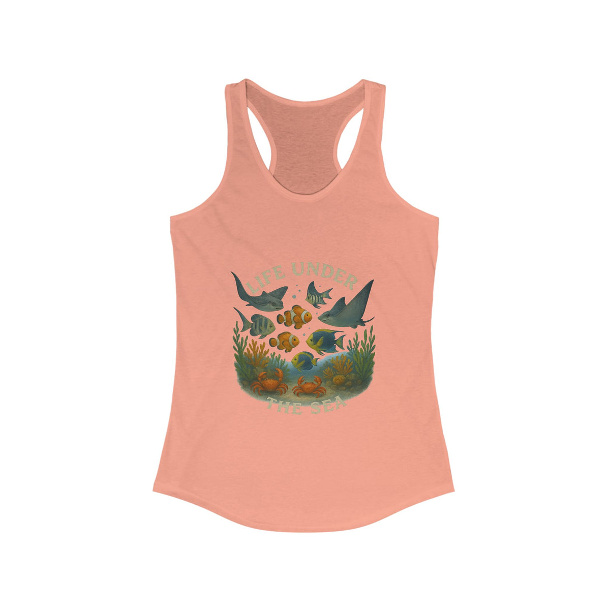 Life Under the Sea Women’s Racerback Tank Top – Ocean-Inspired Fitness Apparel