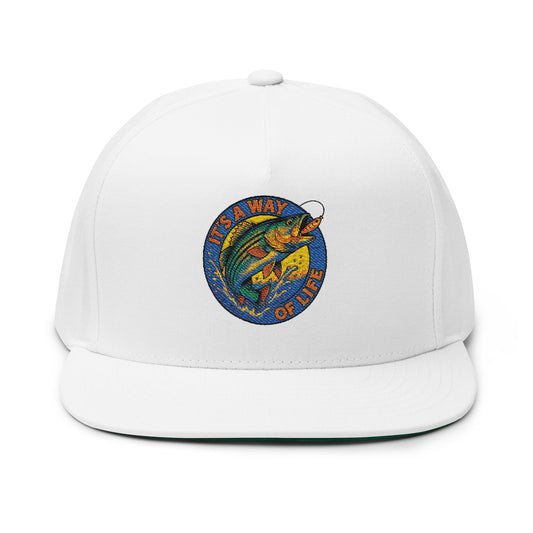 Bass Fishing Embroidered Family Tyes Flat Bill Cap
