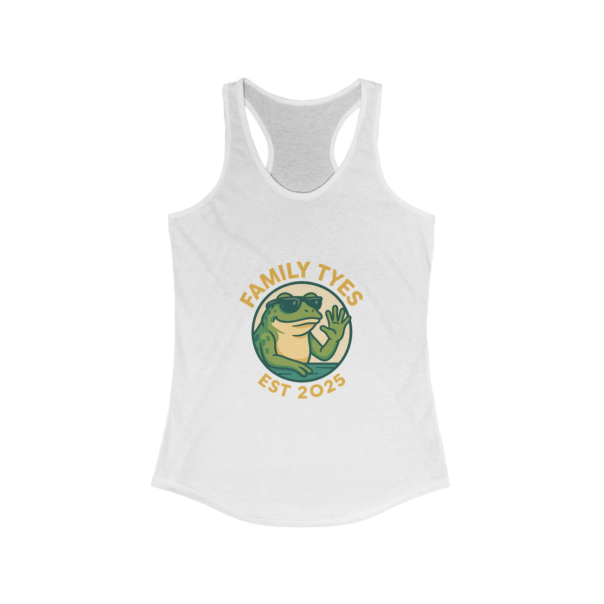 Chilled bull frog Family Tyes Established 2025 Racerback Tank Top - Perfect for Summer Celebrations