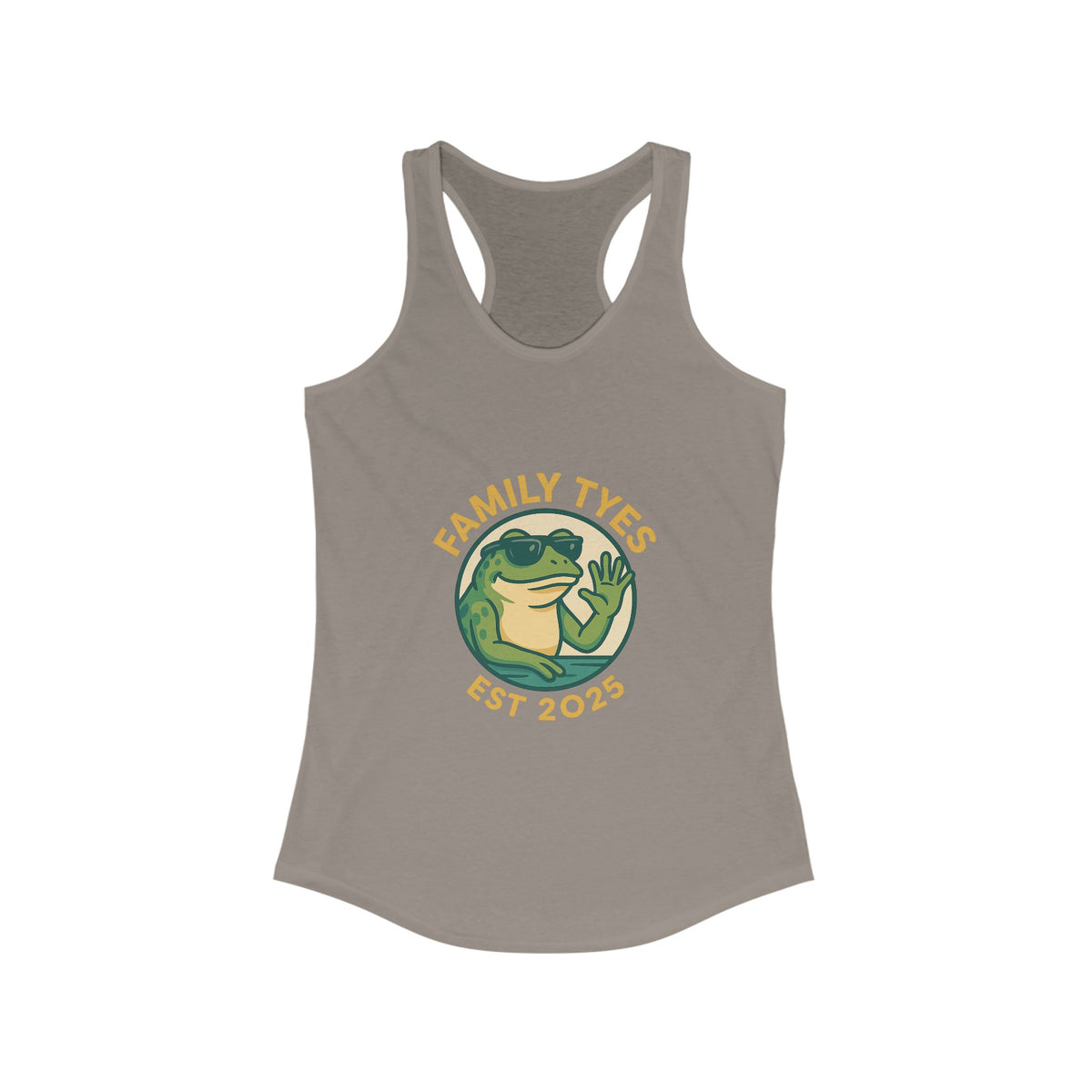 Chilled bull frog Family Tyes Established 2025 Racerback Tank Top - Perfect for Summer Celebrations