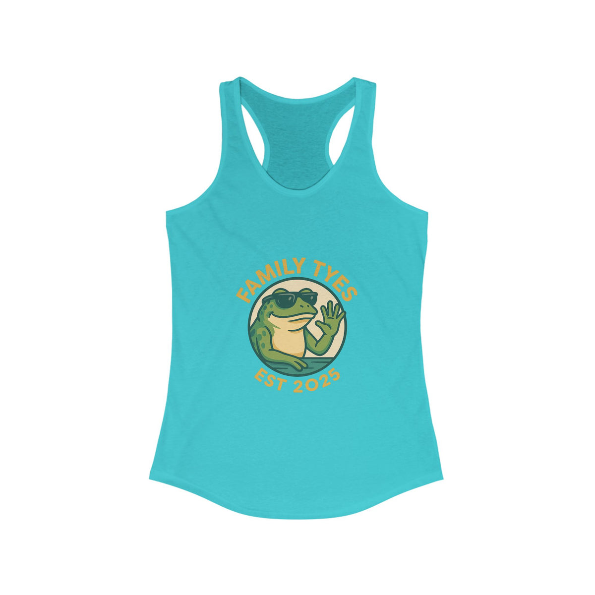 Chilled bull frog Family Tyes Established 2025 Racerback Tank Top - Perfect for Summer Celebrations