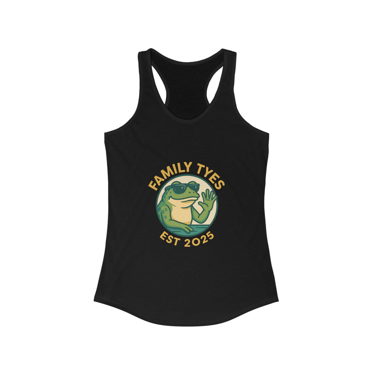 Chilled bull frog Family Tyes Established 2025 Racerback Tank Top - Perfect for Summer Celebrations