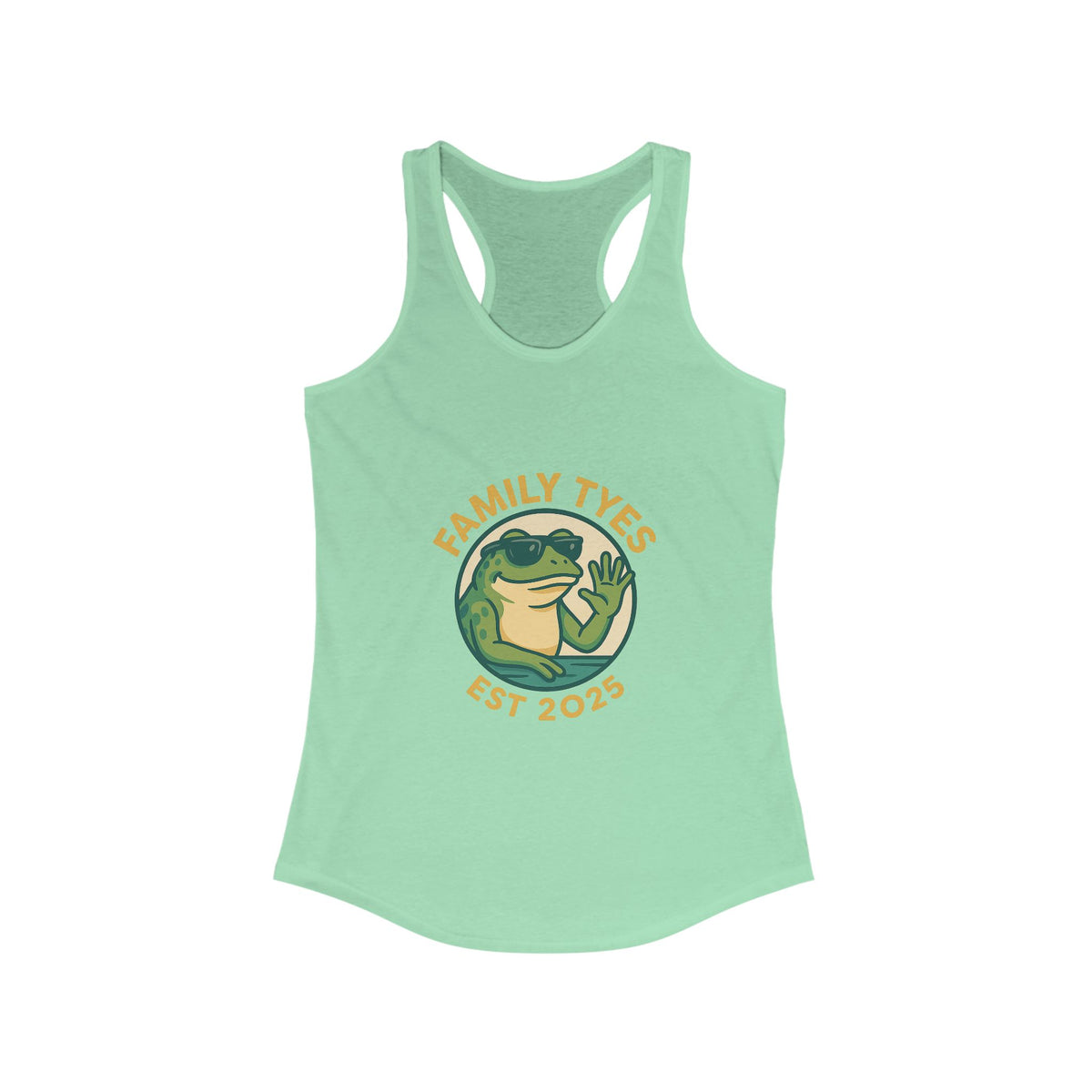 Chilled bull frog Family Tyes Established 2025 Racerback Tank Top - Perfect for Summer Celebrations