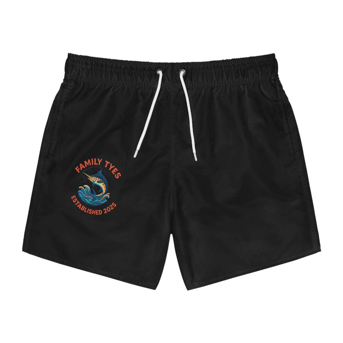 Blue marlin Family Tyes Fish Swim Trunks - ESTD 2025, Perfect for Summer Fun!