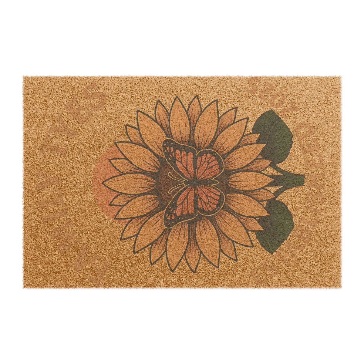 Sunflower Welcome Doormat | Floral Entrance Mat, Spring Decor, Housewarming Gift, Butterfly Design, Outdoor Rug