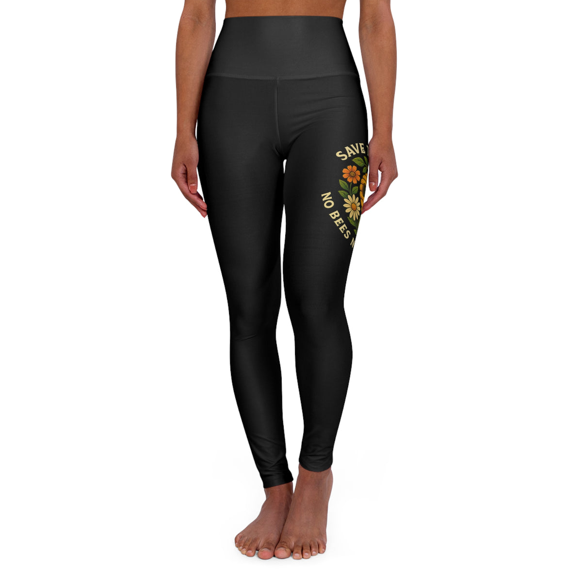 Copy of High Waisted Yoga Leggings with Save The Bees  Design | Comfortable & Stylish Activewear