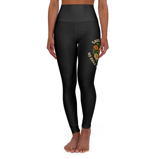 Copy of High Waisted Yoga Leggings with Save The Bees  Design | Comfortable & Stylish Activewear