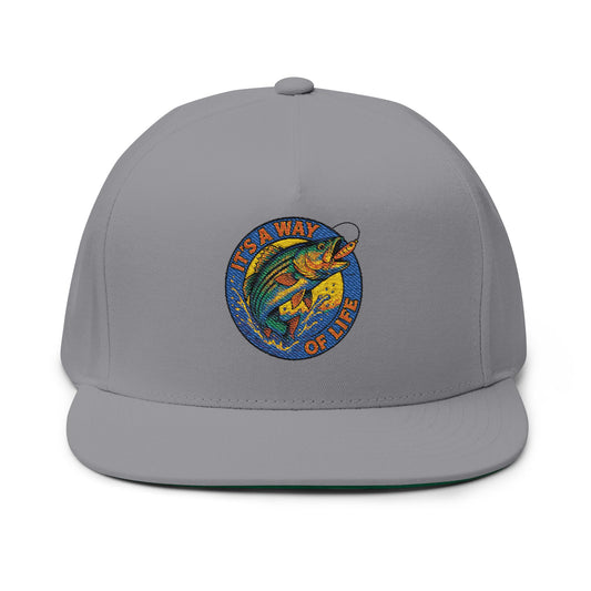 Bass Fishing Embroidered Family Tyes Flat Bill Cap