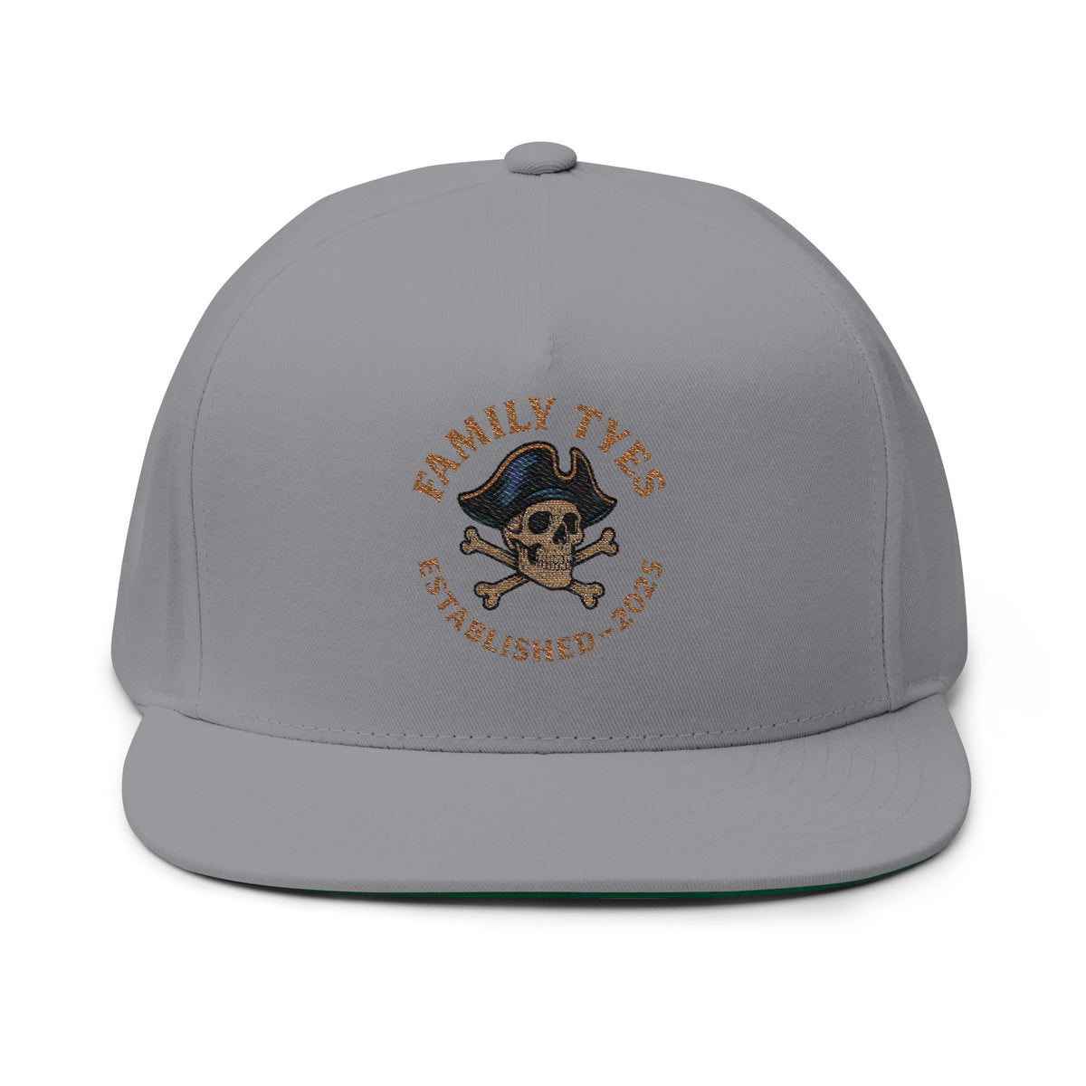 Pirate Embroidered Family Tyes Flat Bill Cap