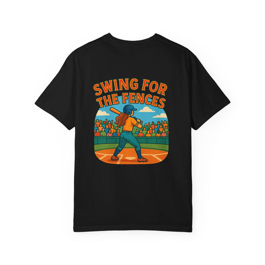 Family Tee sports collection - Swing for the Fences Unisex Garment-Dyed T-Shirt, Casual Wear, Sports Fan Apparel, Family Gatherings, Gift for Baseball Lovers