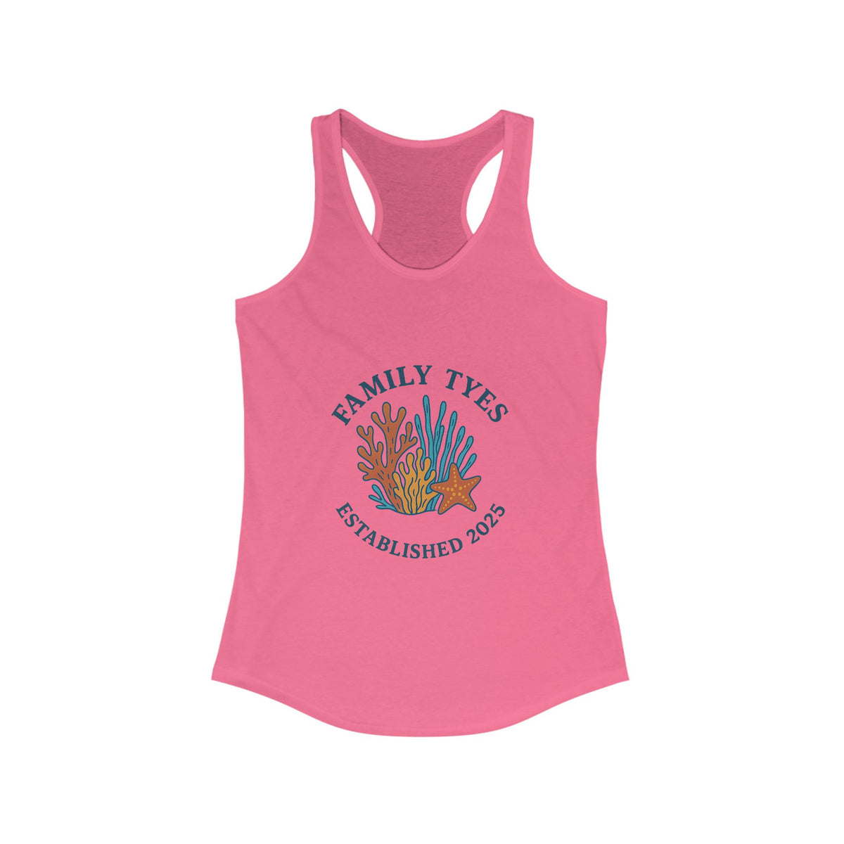 Custom Coral and Starfish Racerback Tank - Family Tyes Established 2025