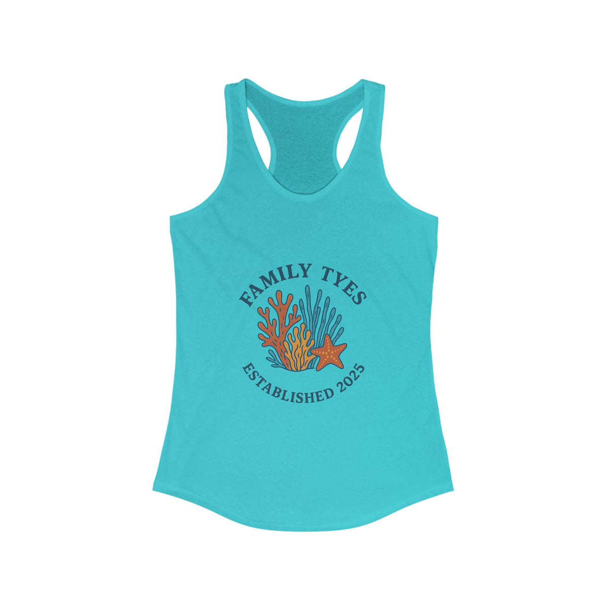 Custom Coral and Starfish Racerback Tank - Family Tyes Established 2025