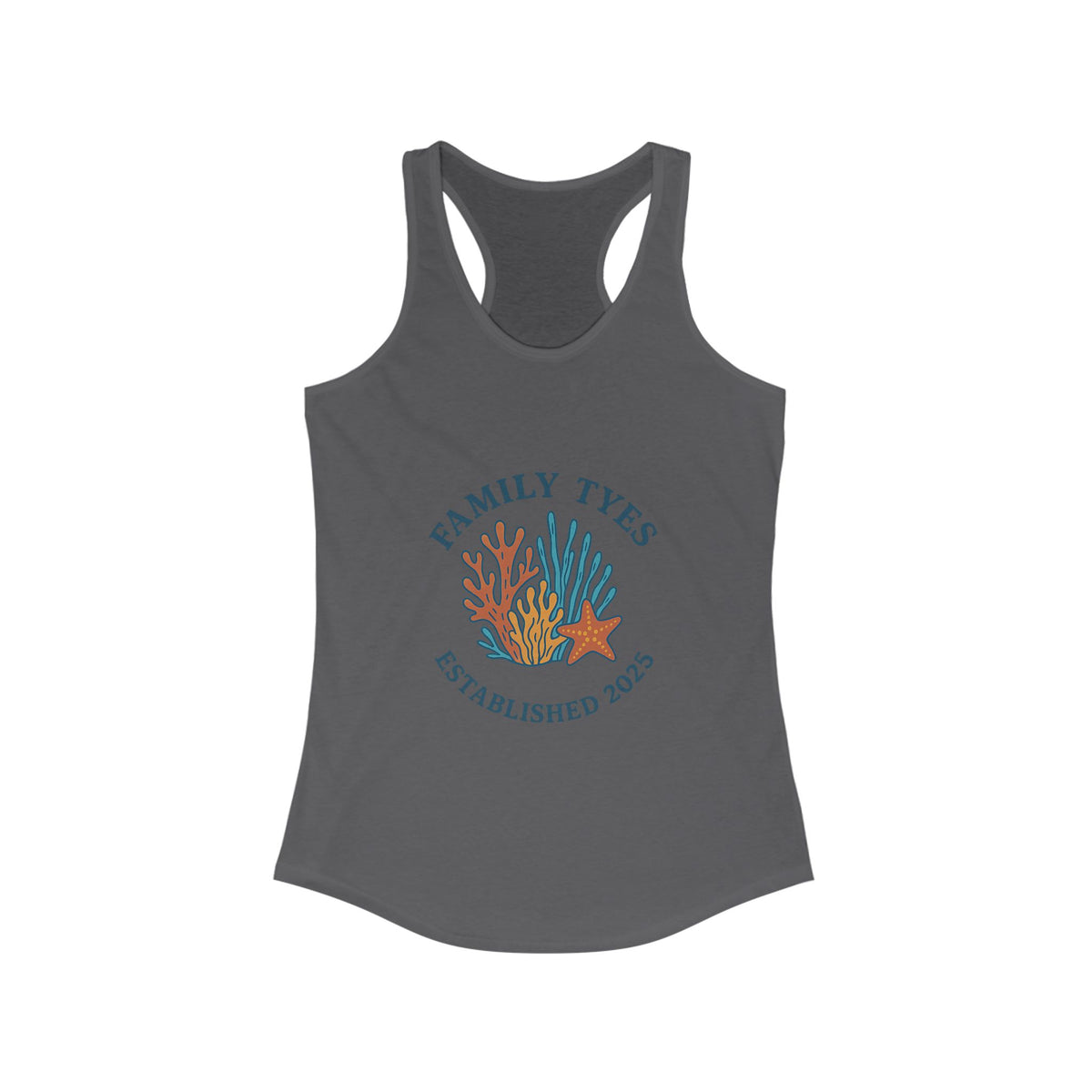 Custom Coral and Starfish Racerback Tank - Family Tyes Established 2025