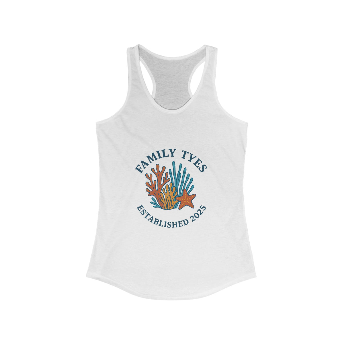 Custom Coral and Starfish Racerback Tank - Family Tyes Established 2025
