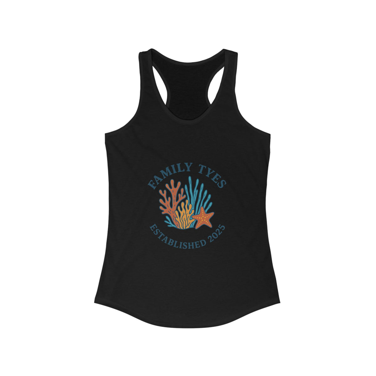 Custom Coral and Starfish Racerback Tank - Family Tyes Established 2025