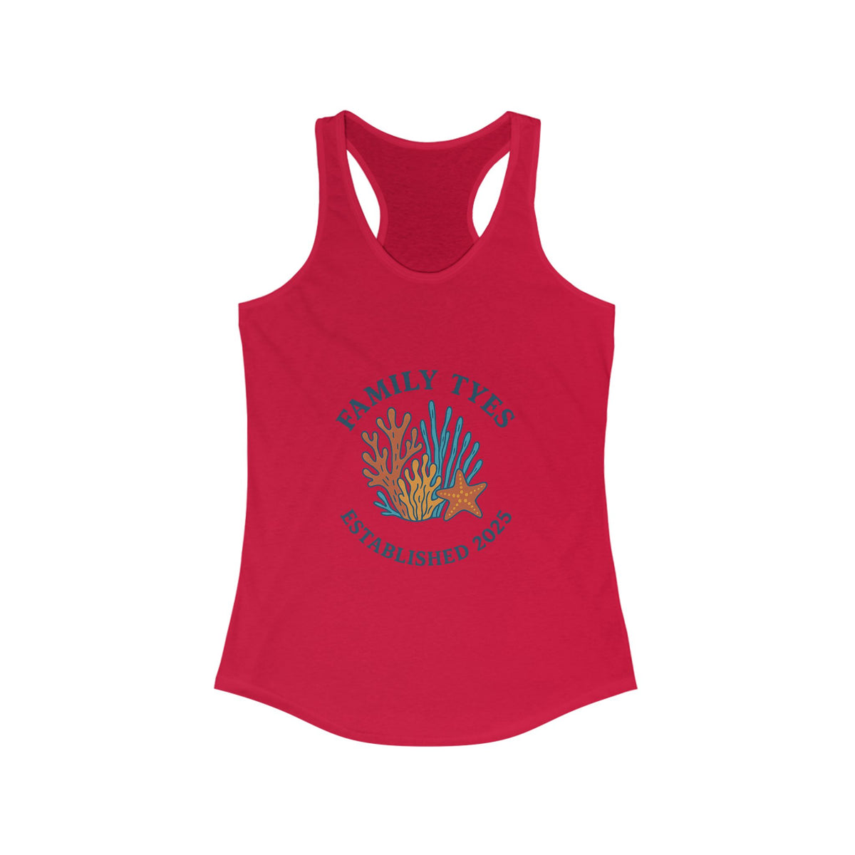 Custom Coral and Starfish Racerback Tank - Family Tyes Established 2025