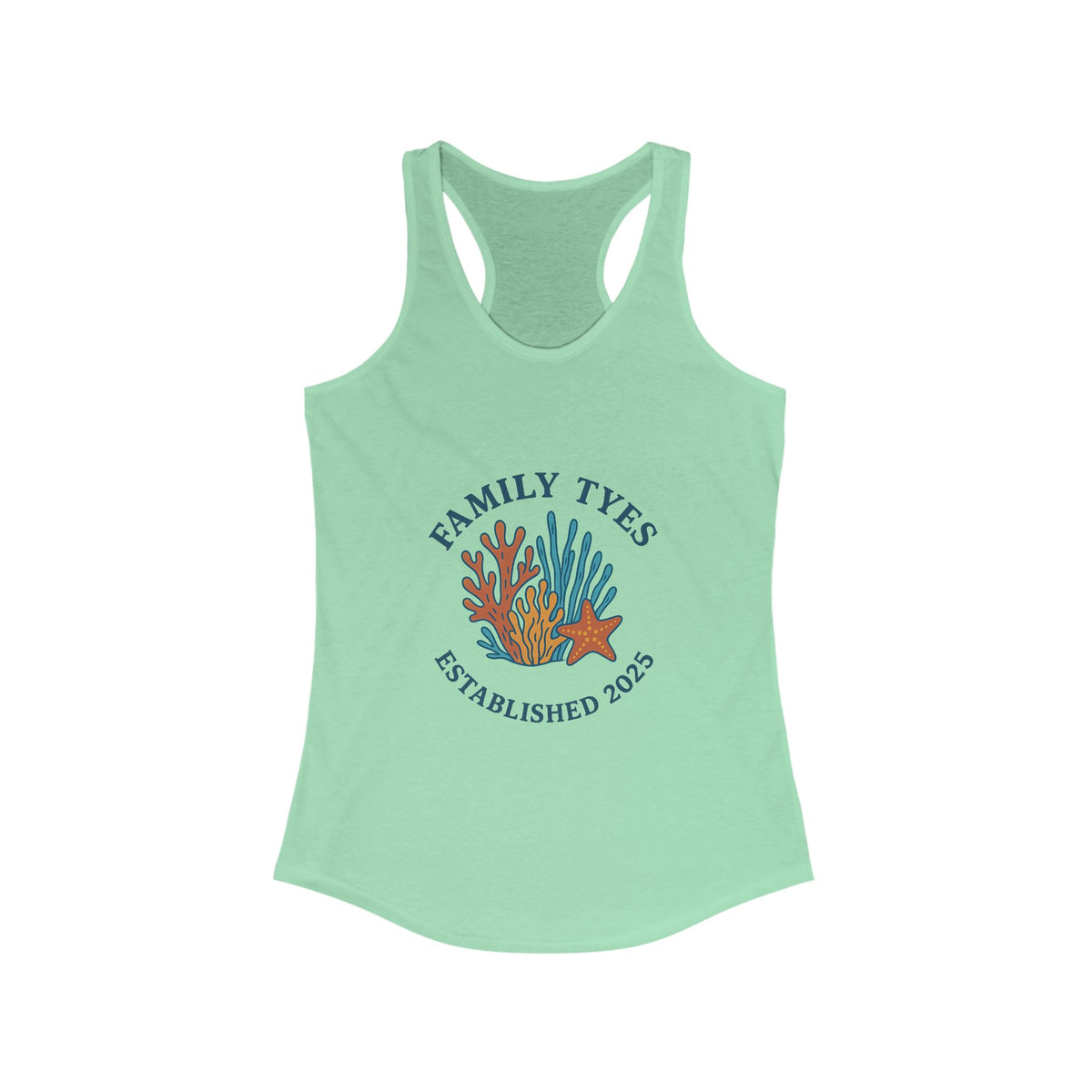 Custom Coral and Starfish Racerback Tank - Family Tyes Established 2025