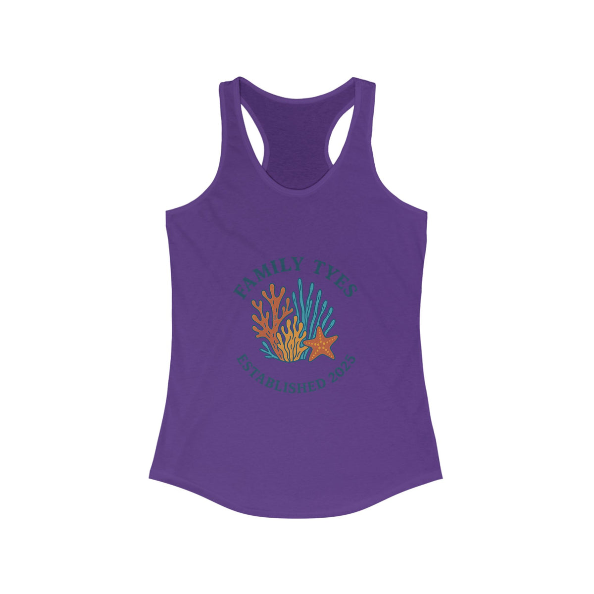 Custom Coral and Starfish Racerback Tank - Family Tyes Established 2025