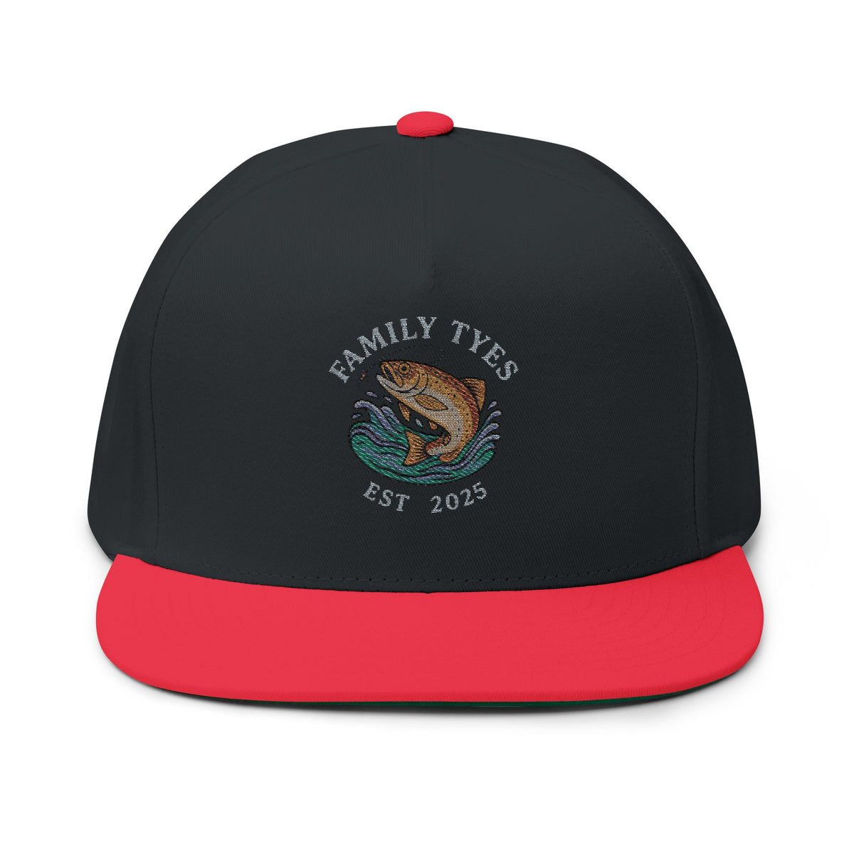 Trout Fishing Embroidered Family Tyes Flat Bill Cap