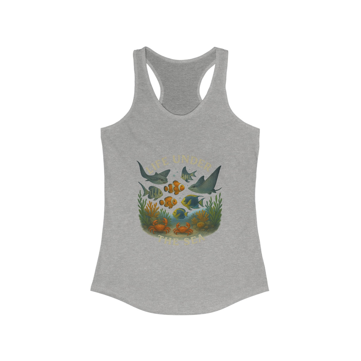 Life Under the Sea Women’s Racerback Tank Top – Ocean-Inspired Fitness Apparel