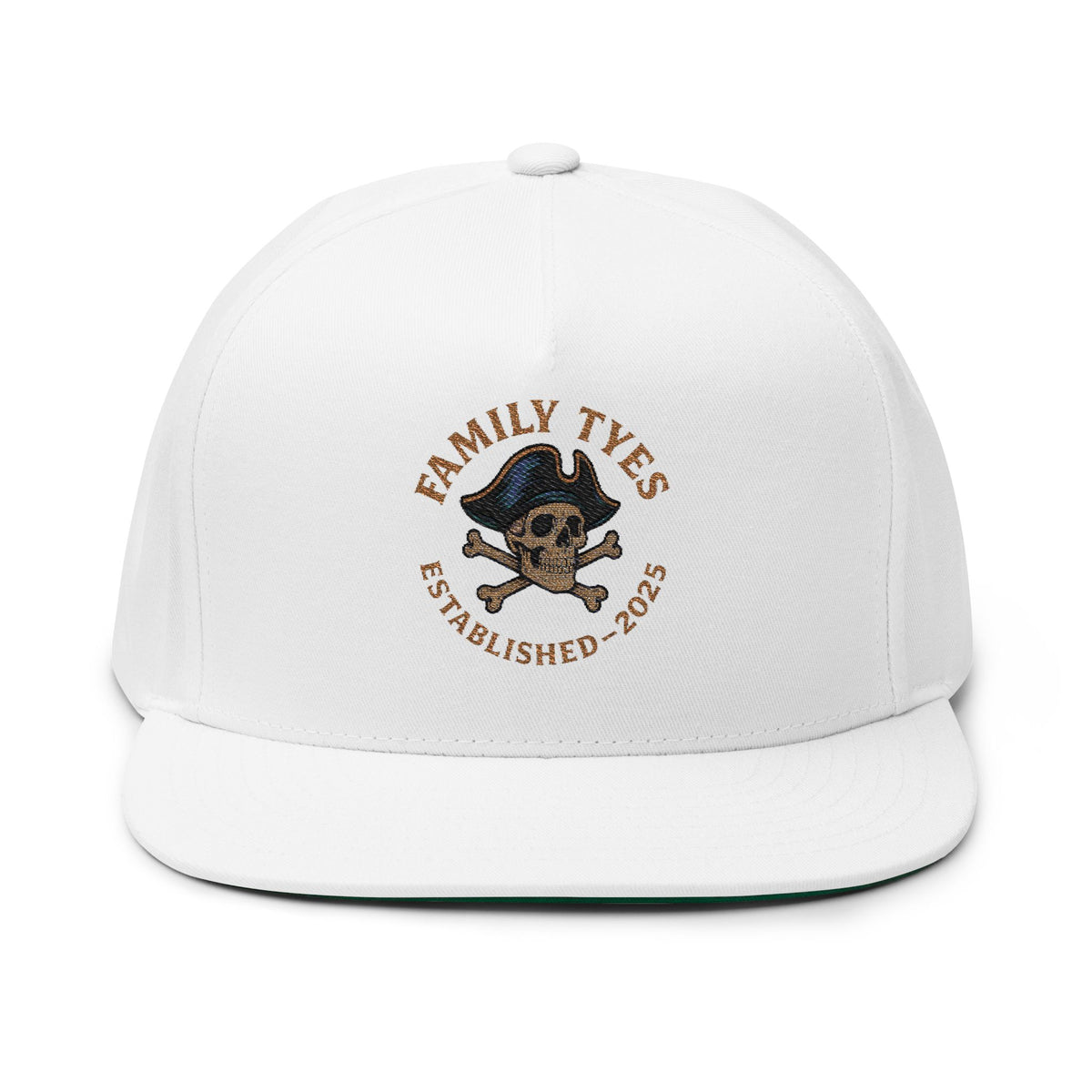Pirate Embroidered Family Tyes Flat Bill Cap