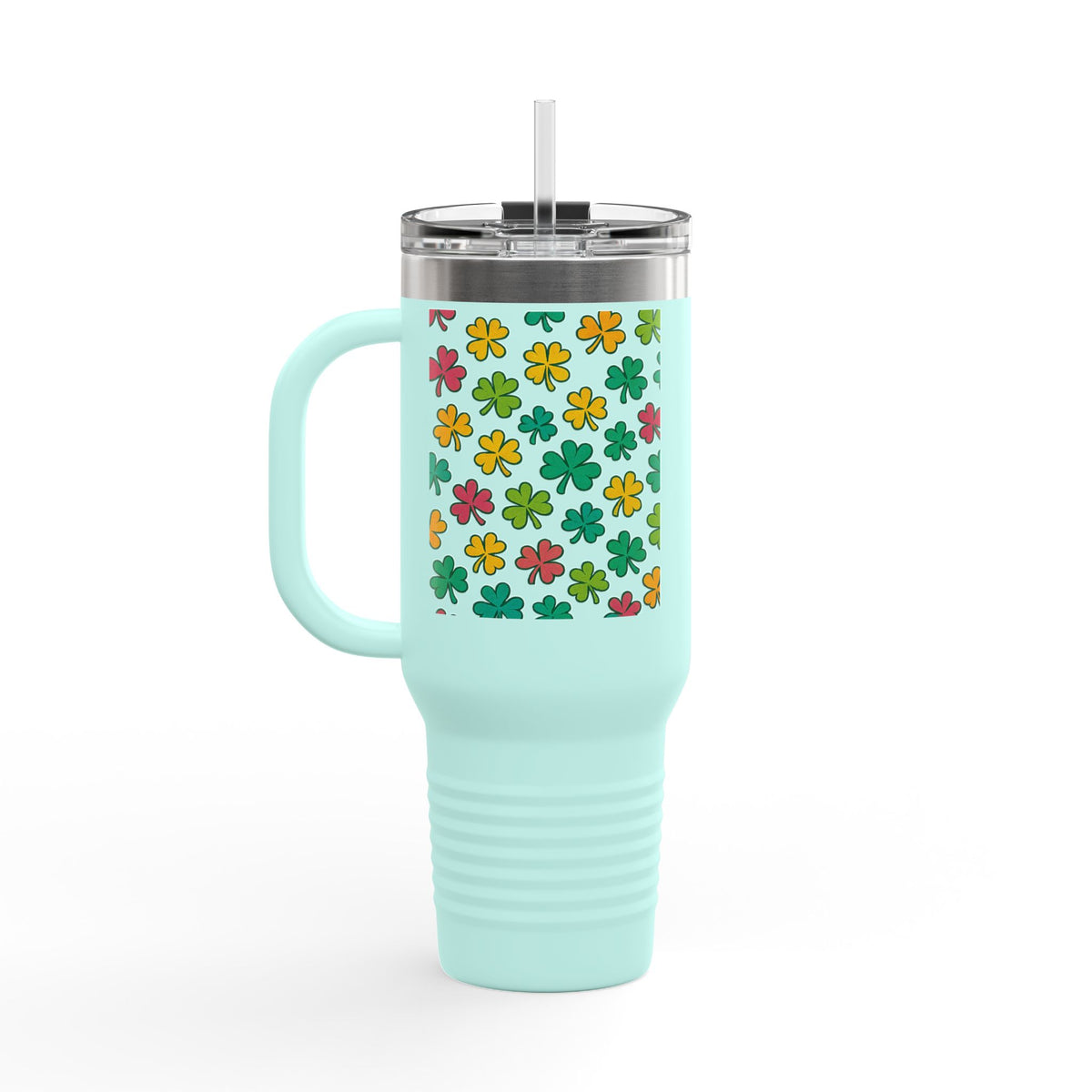 Personalized Insulated Travel Mug - Family Tyes with Shamrock Design - 40oz