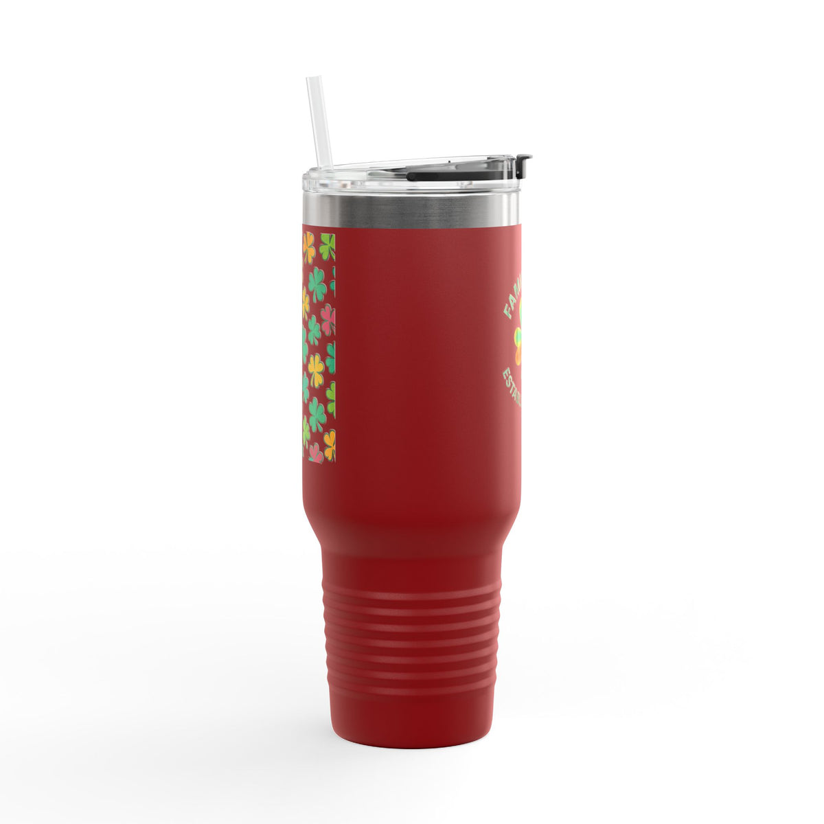 Personalized Insulated Travel Mug - Family Tyes with Shamrock Design - 40oz